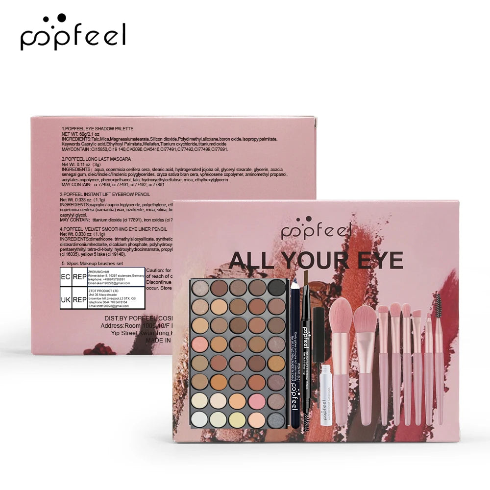 Palette de Fards à Paupières 40 Couleurs – Longue Tenue, Waterproof, et Complète avec Pinceau et Crayon à Sourcils !